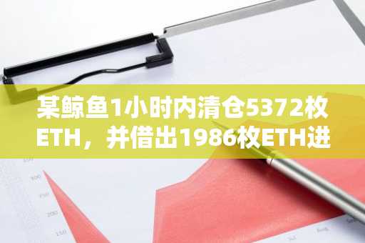 某鲸鱼1小时内清仓5372枚ETH，并借出1986枚ETH进行卖空