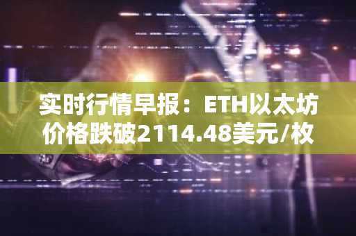 实时行情早报：ETH以太坊价格跌破2114.48美元/枚，日内跌-1.01%