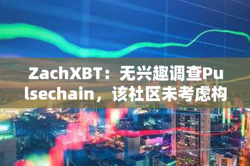 ZachXBT：无兴趣调查Pulsechain，该社区未考虑构建分析工具或支付集成费用