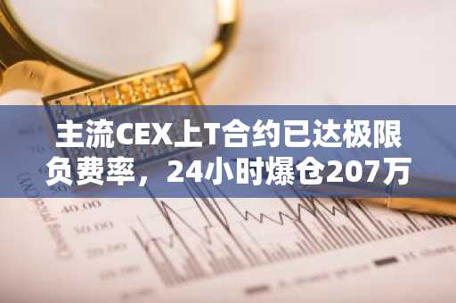 主流CEX上T合约已达极限负费率，24小时爆仓207万美元